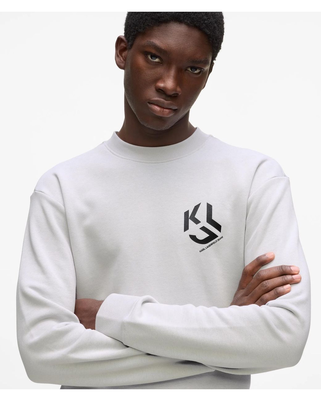 KL Jeans Gray Monogram Patch Sweatshirt for men