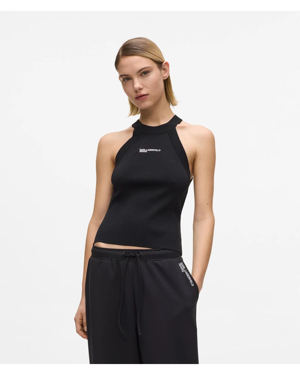 KL Jeans Blue Knitted Racer Tank Top