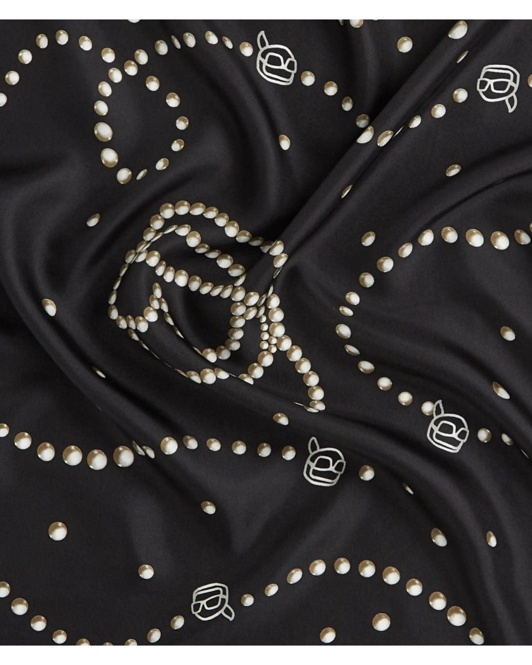Karl Lagerfeld Black Ikon Pearl Print Silk Scarf