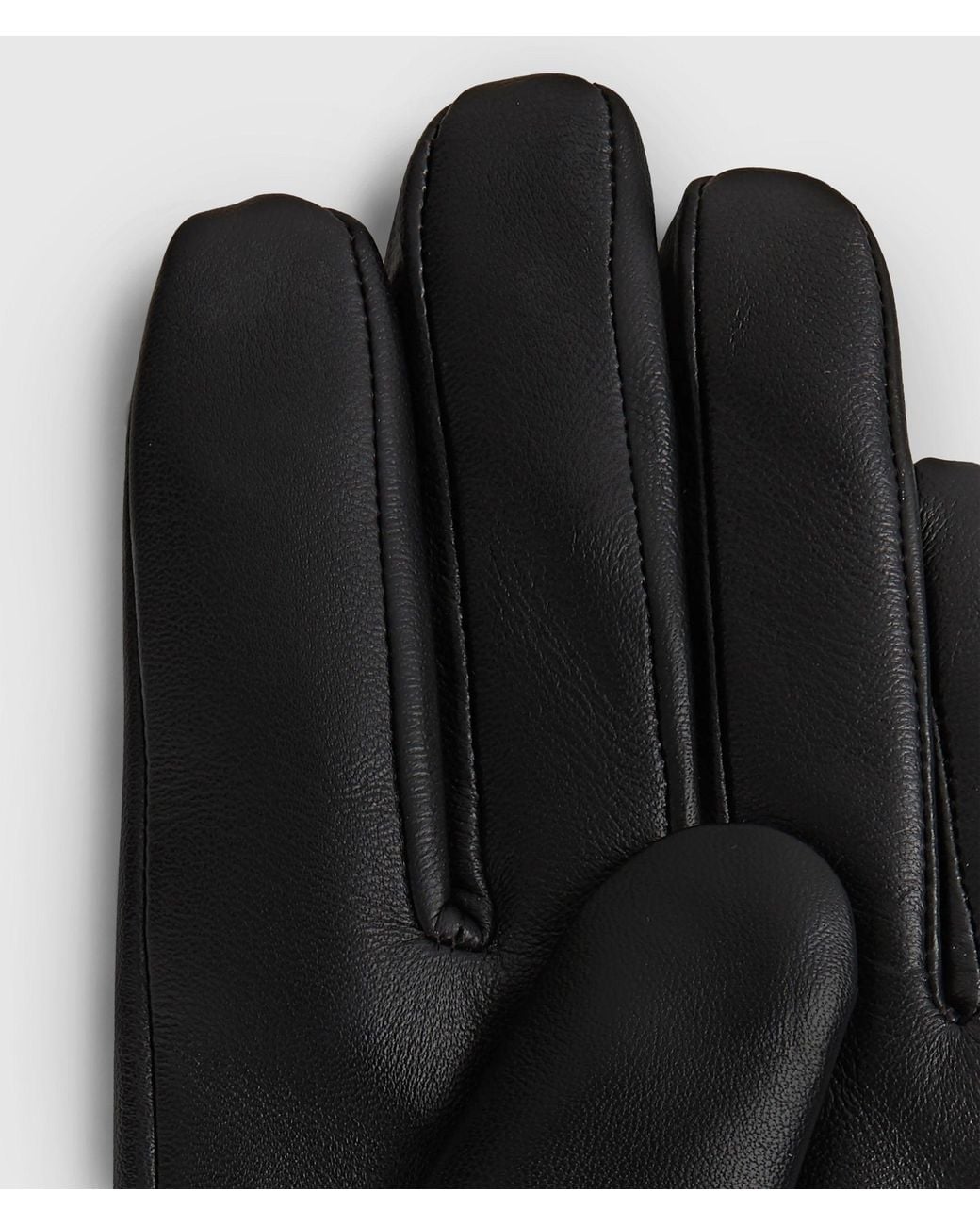 Karl Lagerfeld Black Logo Leather Gloves