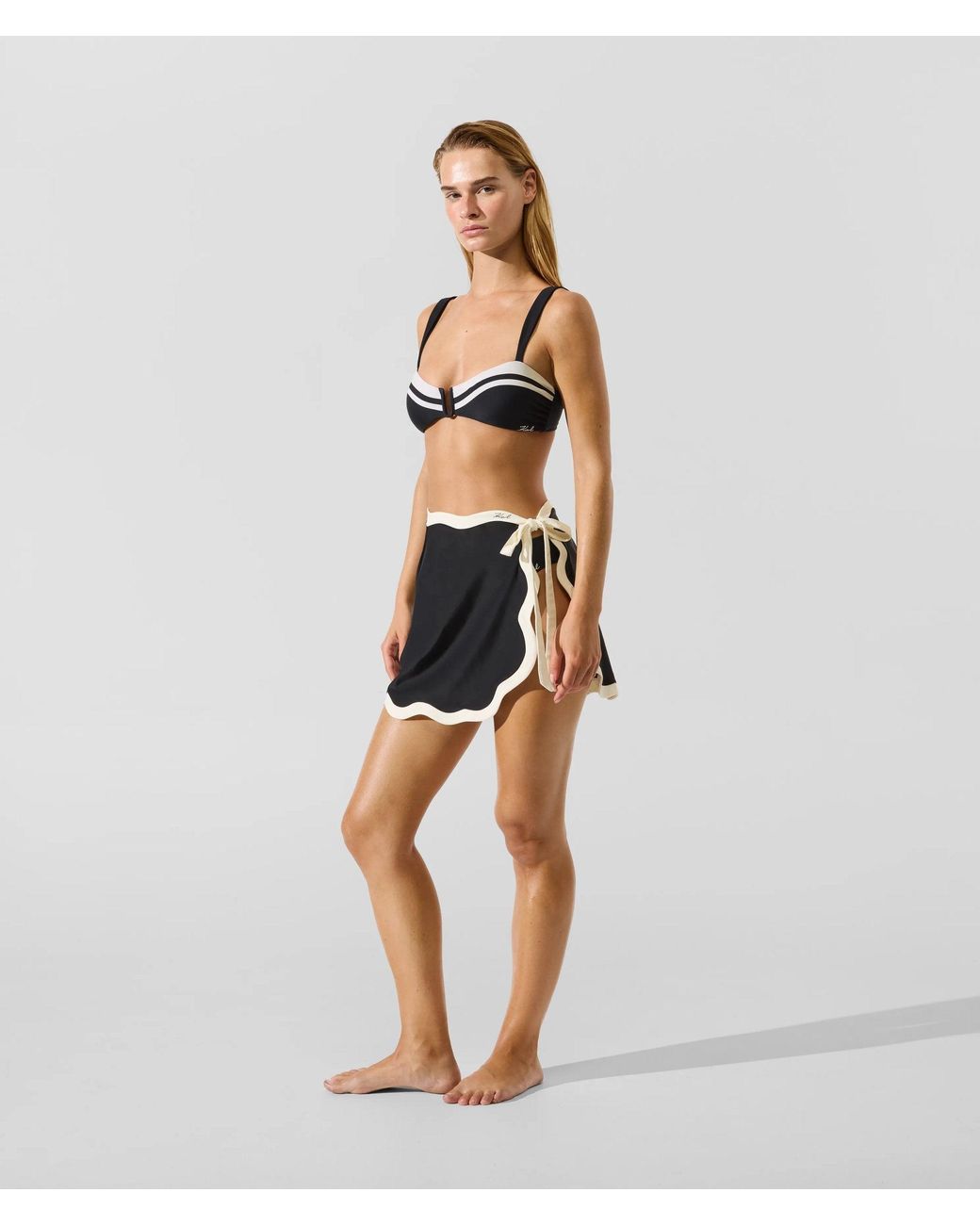 Karl Lagerfeld White Signature Scallop Pareo