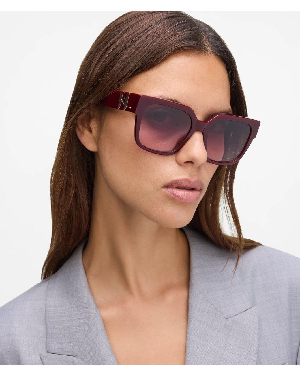 Karl Lagerfeld Pink Monogram Square Sunglasses