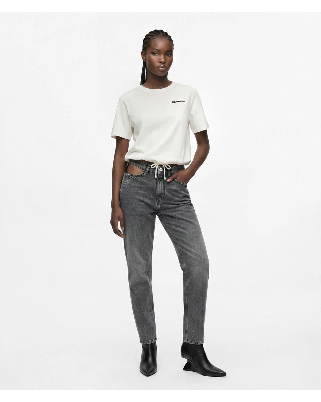 KL Jeans White Cut-Out Mom Jeans