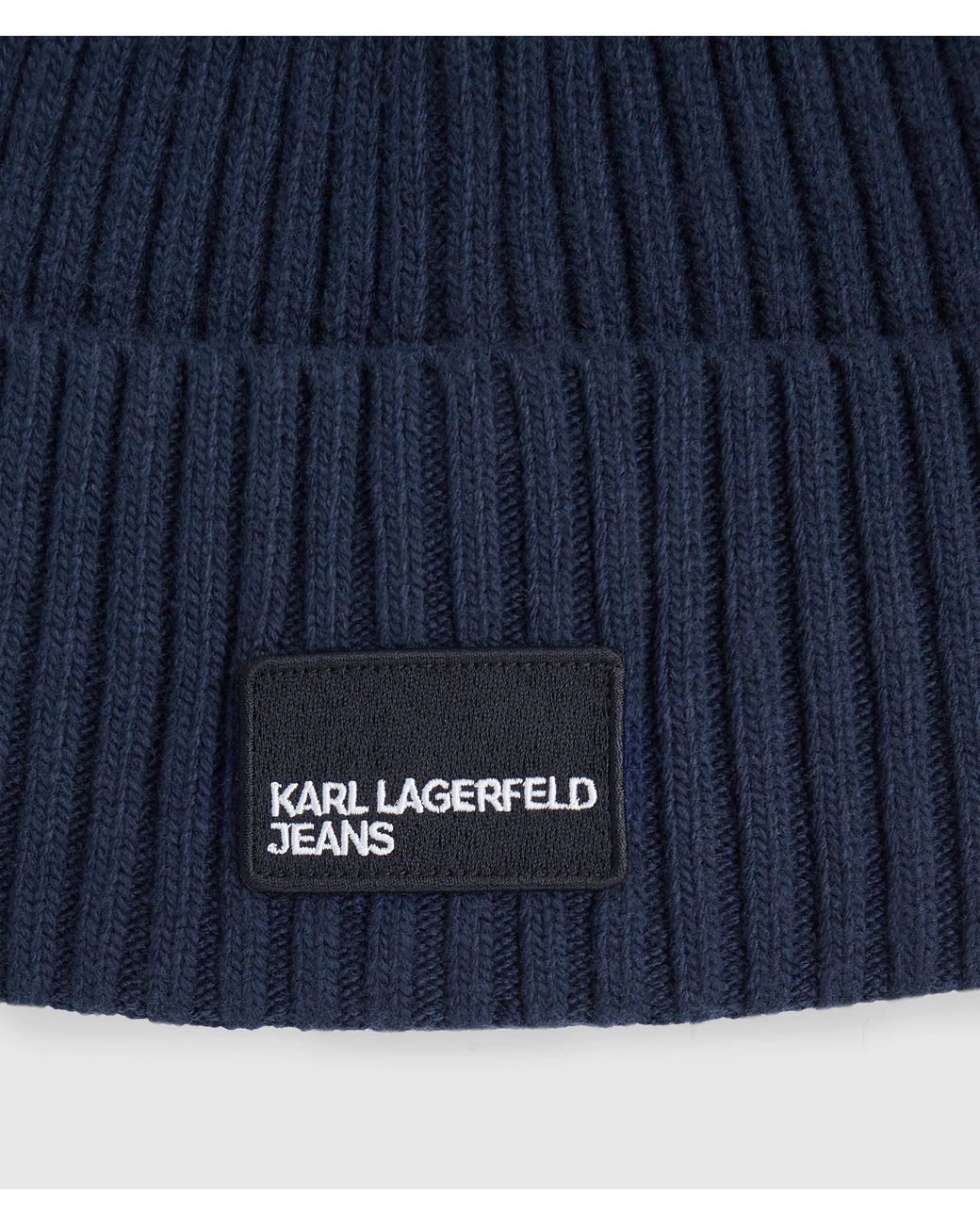 KL Jeans Blue Logo Patch Beanie for men