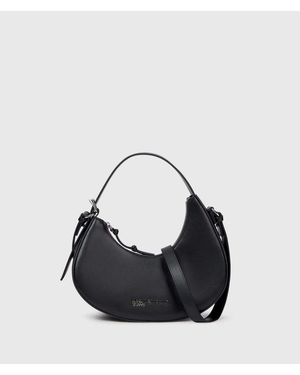 KL Jeans Black Rounded Leather Top Handle Bag