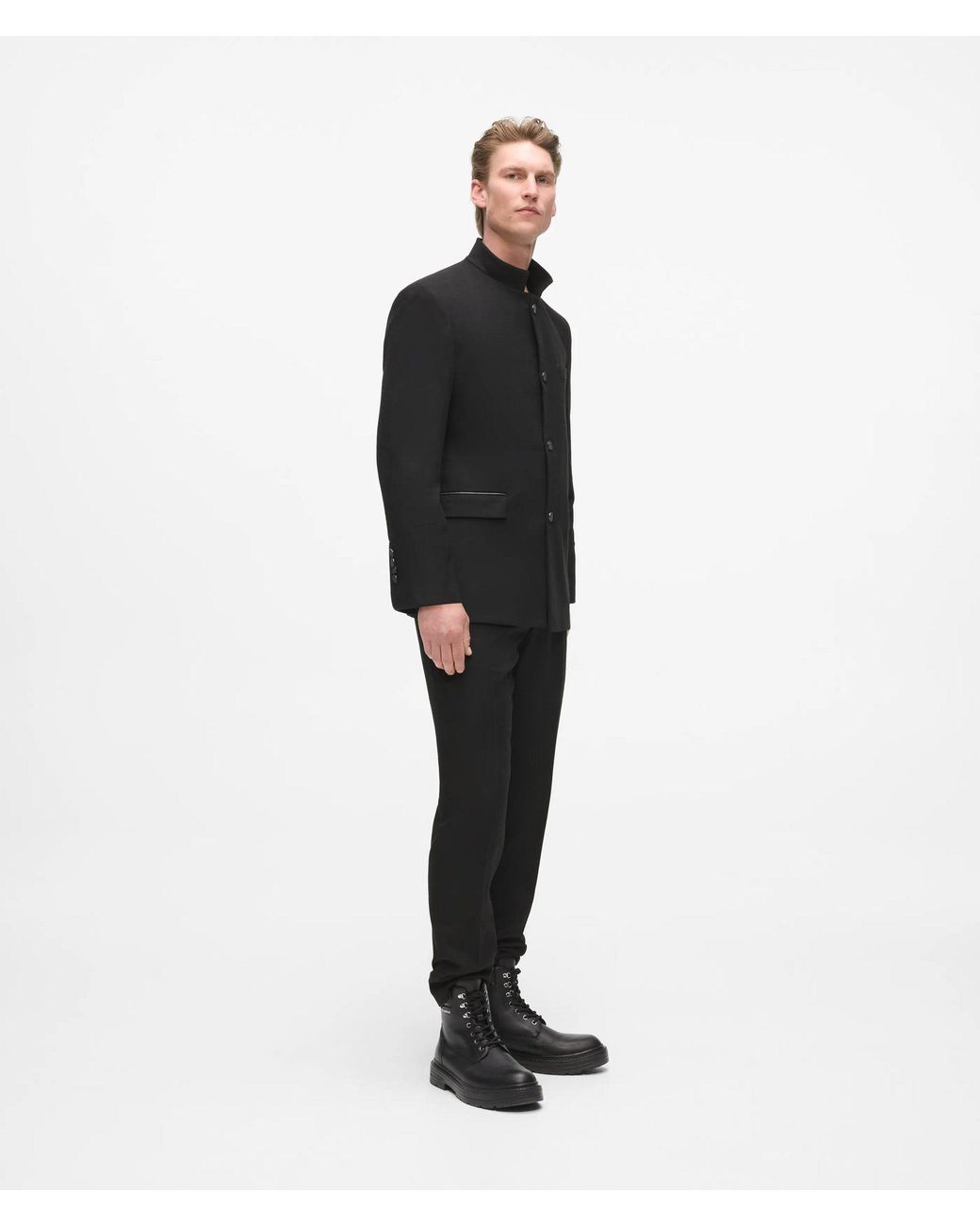 Karl Lagerfeld Black High-Stand Collar Jacket for men