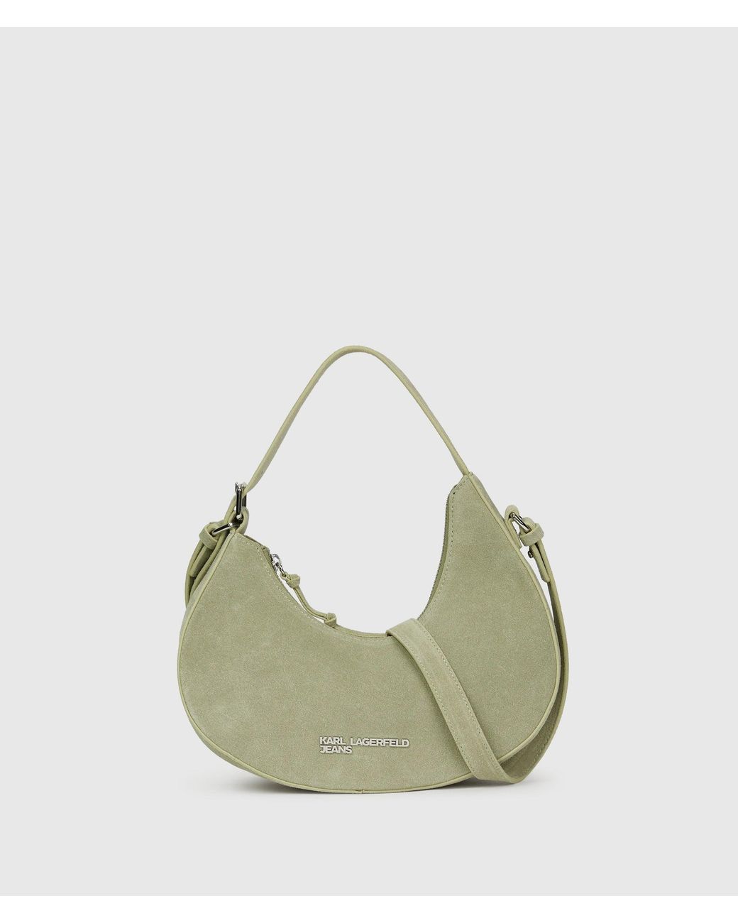 KL Jeans Green Rounded Suede Top Handle Bag