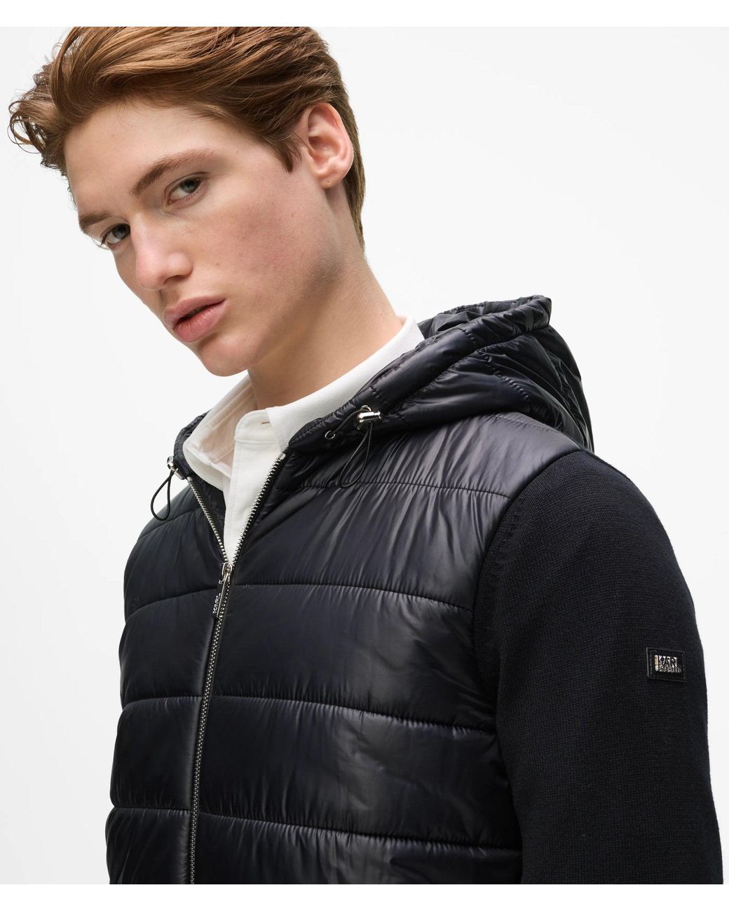 Karl Lagerfeld Black Padded Panel Hooded Jacket for men