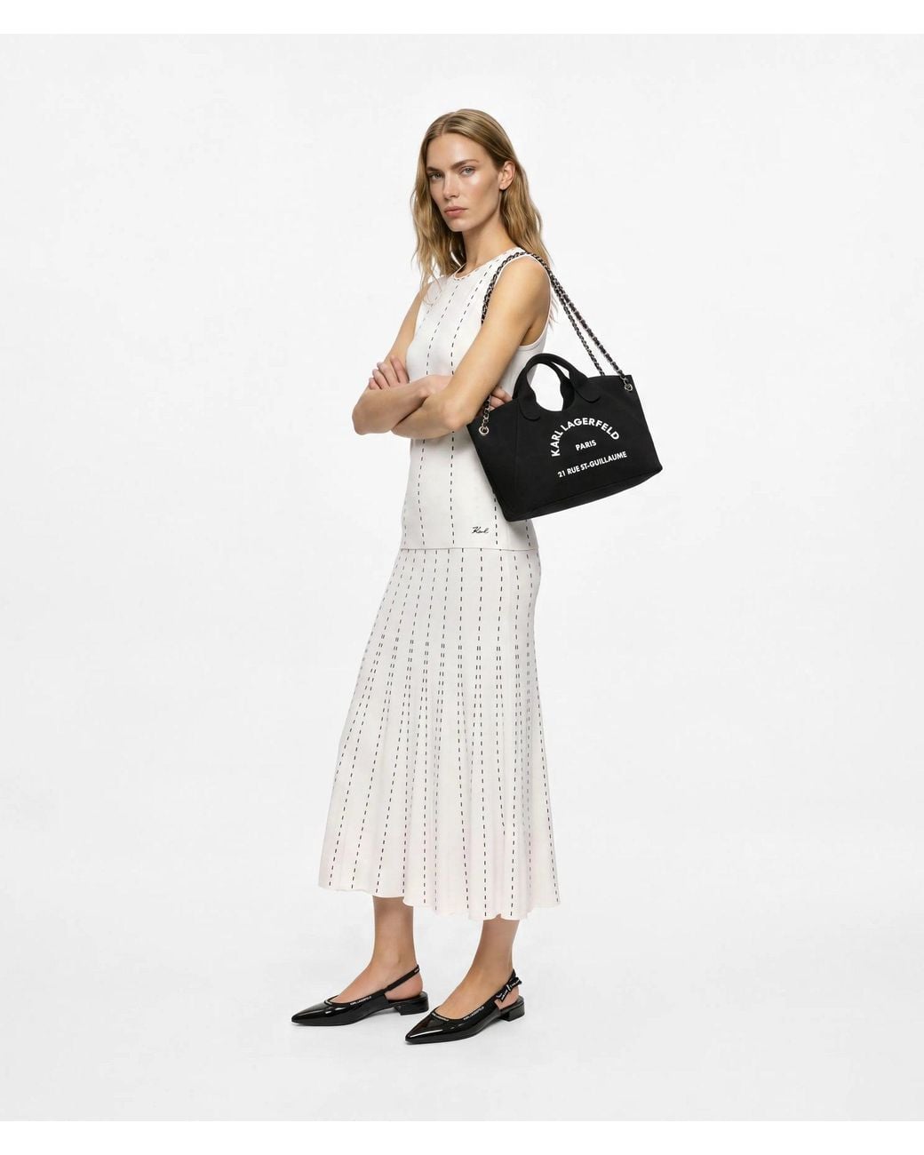 Karl Lagerfeld Black Exclusive Rue St-Guillaume Small Chain Shopper