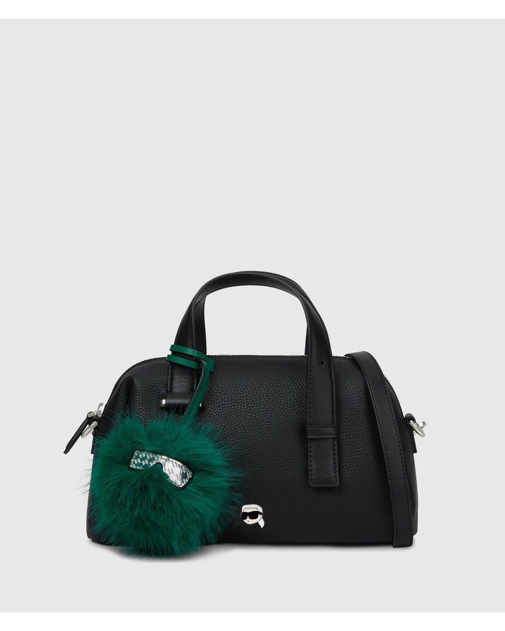 Karl Lagerfeld Black Ikon Pebble Small Charm Satchel Bag