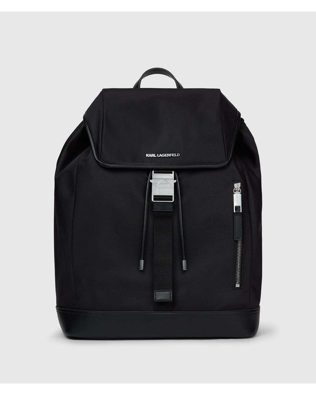Karl Lagerfeld Black K/Nylon Buckle Backpack for men