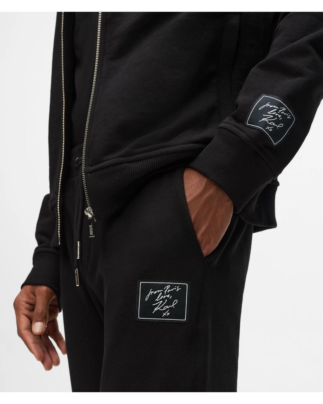 Karl Lagerfeld Black From Paris With Love Sweatpants for men