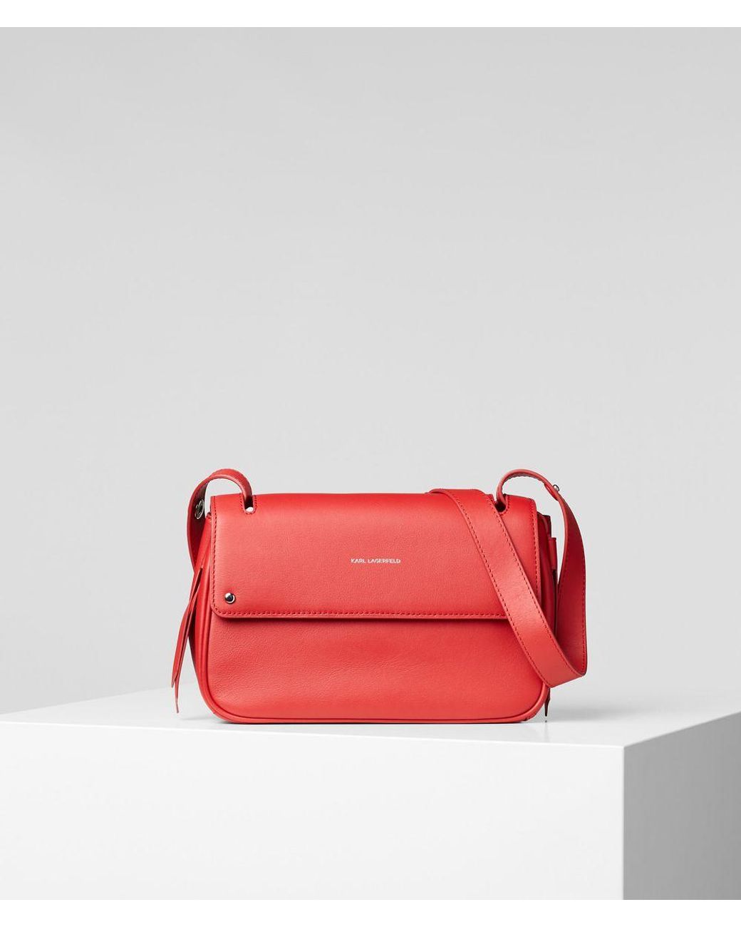 Karl Lagerfeld Leather K/ikon Shoulder Bag in Red Lyst