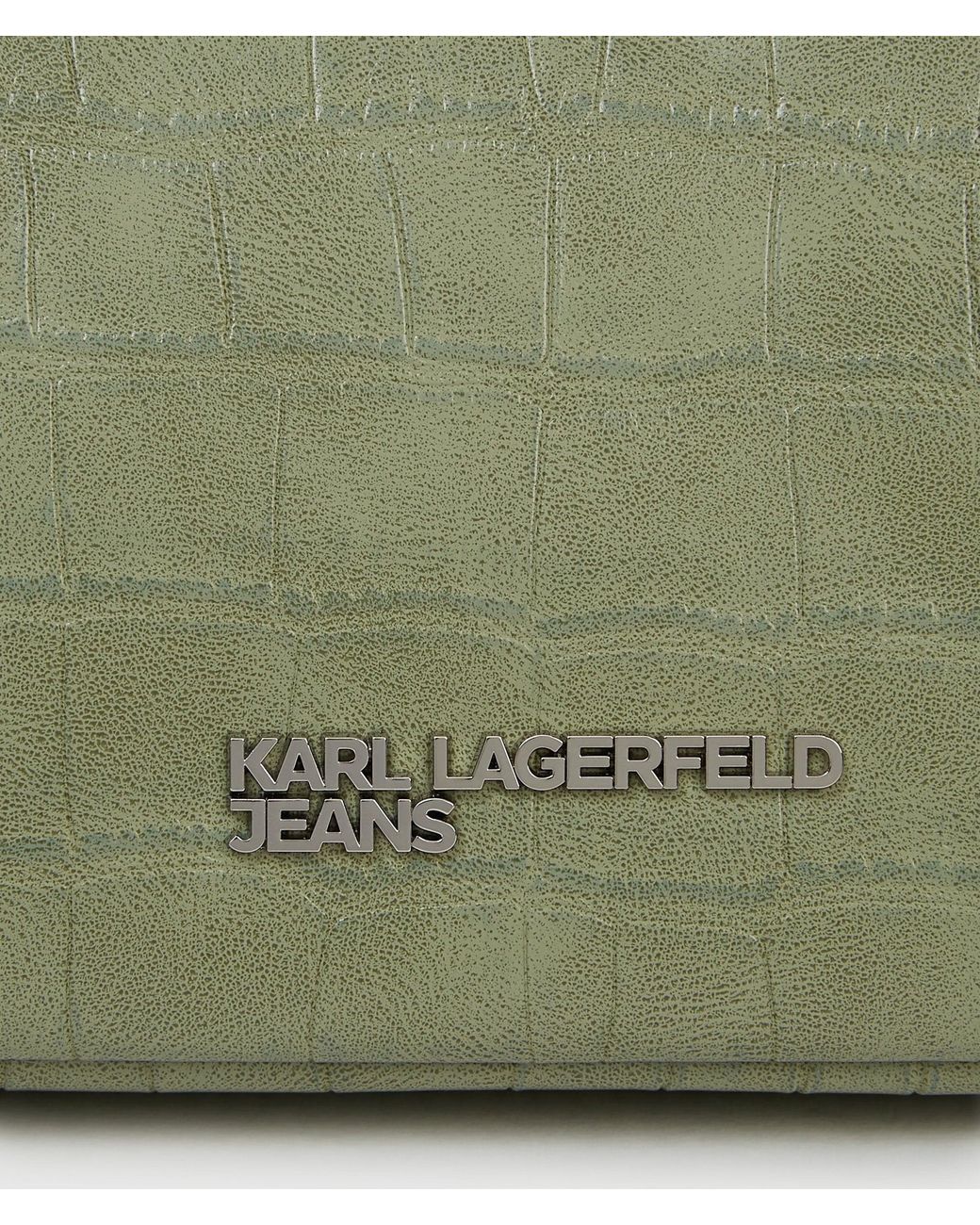 KL Jeans Green Croco Elongated Shoulder Bag