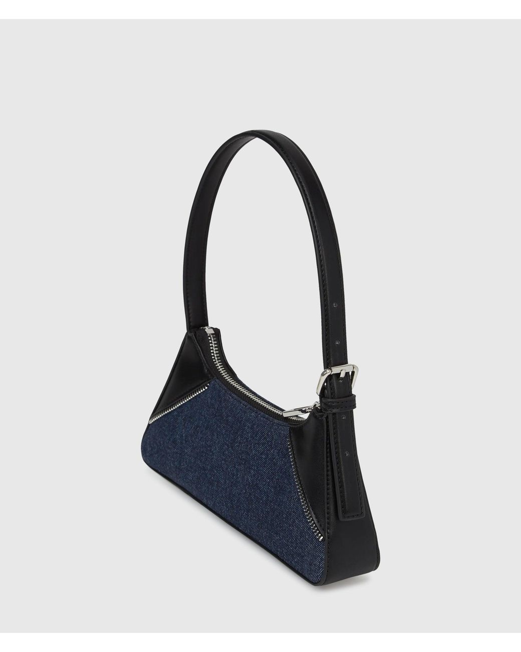 KL Jeans Blue Rebel Denim And Faux-Leather Shoulder Bag