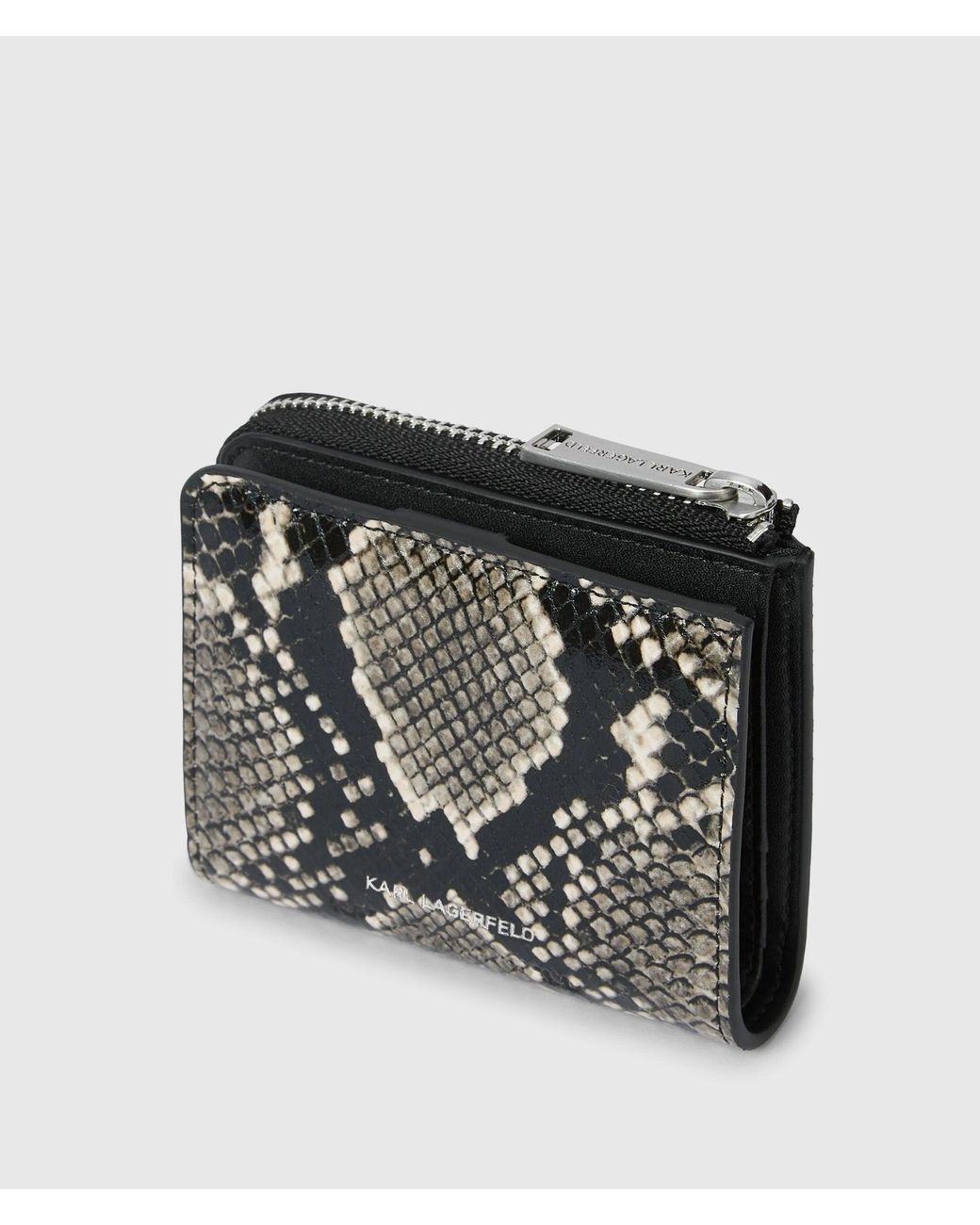 Karl Lagerfeld Black K/Signature Python Small Bifold Wallet