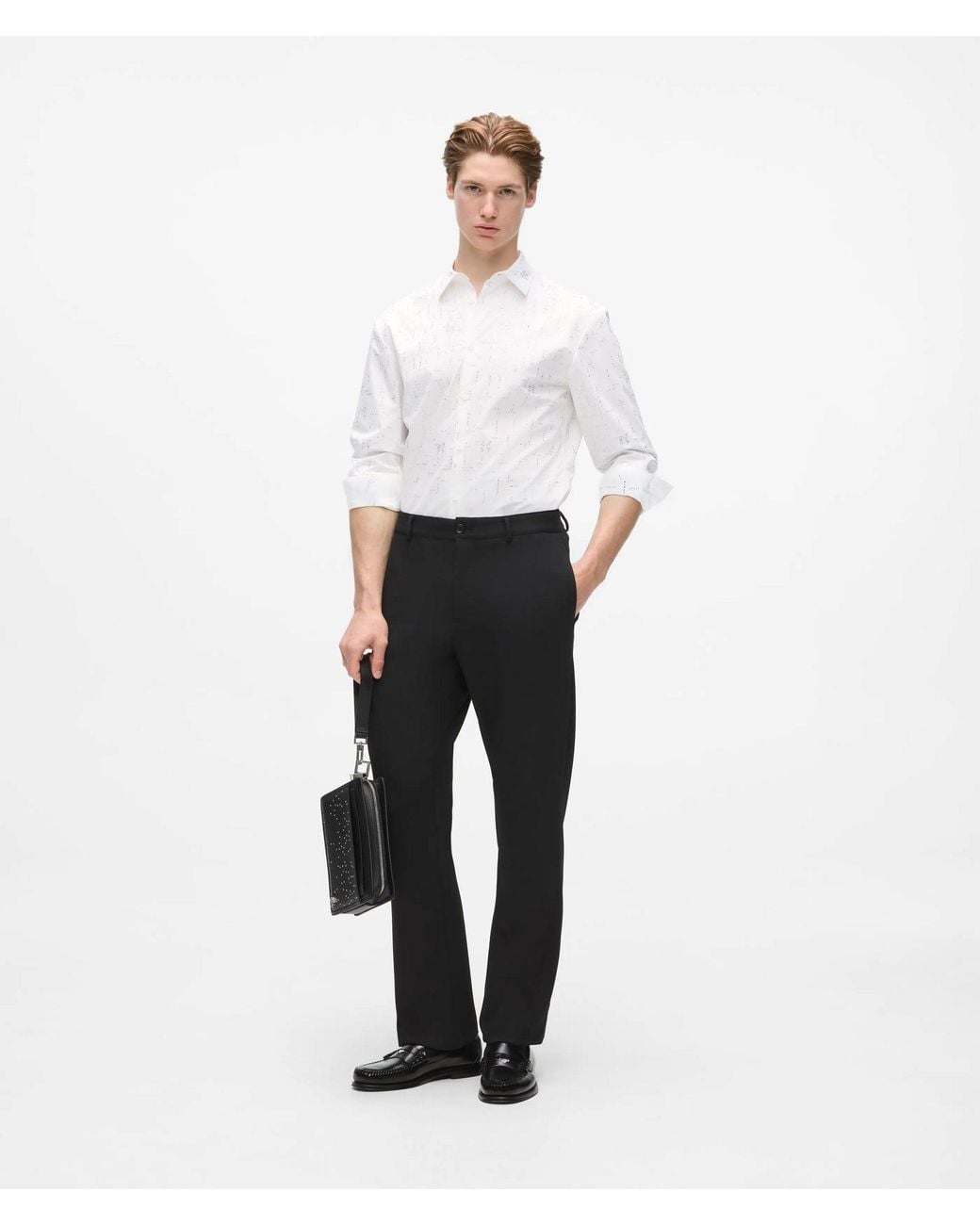 Karl Lagerfeld White Monogram Rhinestone Shirt for men