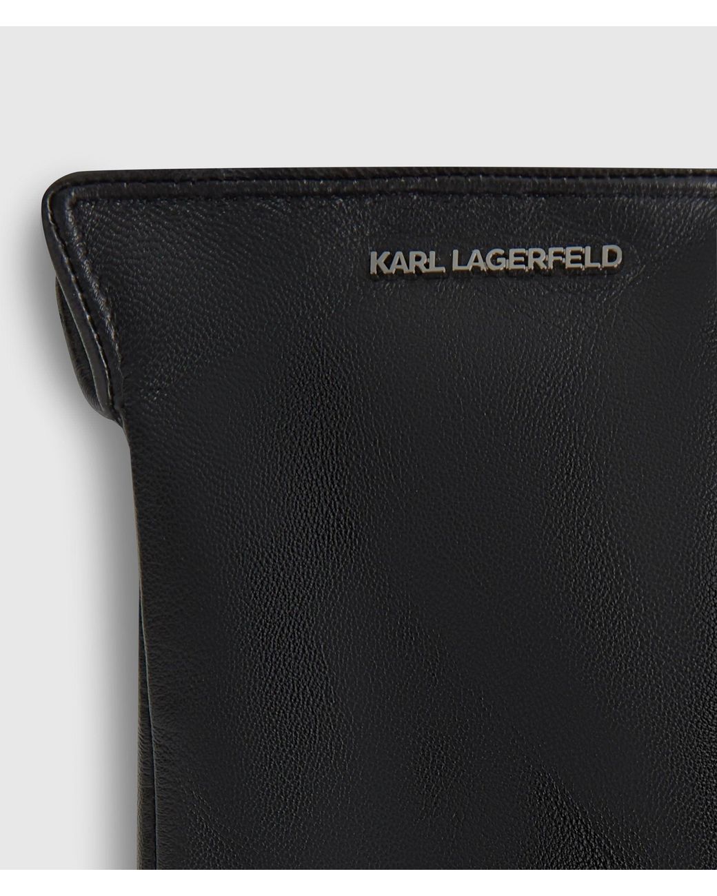 Karl Lagerfeld Black Logo Leather Gloves