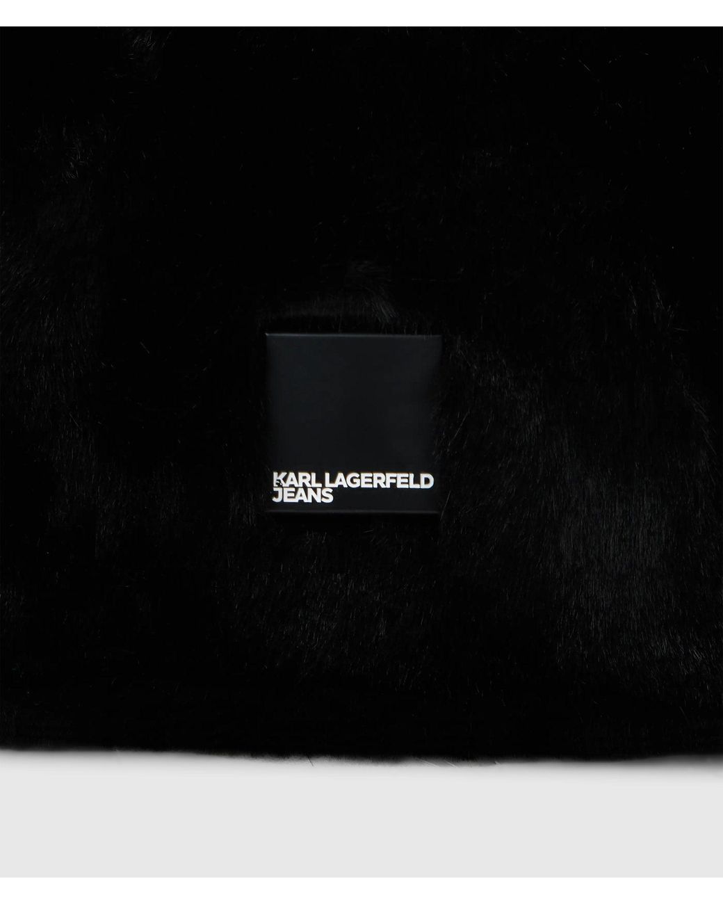 KL Jeans Black Box Logo Furry Shoulder Bag