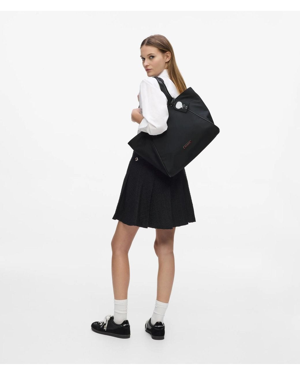 Karl Lagerfeld Black Ikon Nylon Large Tag Tote Bag