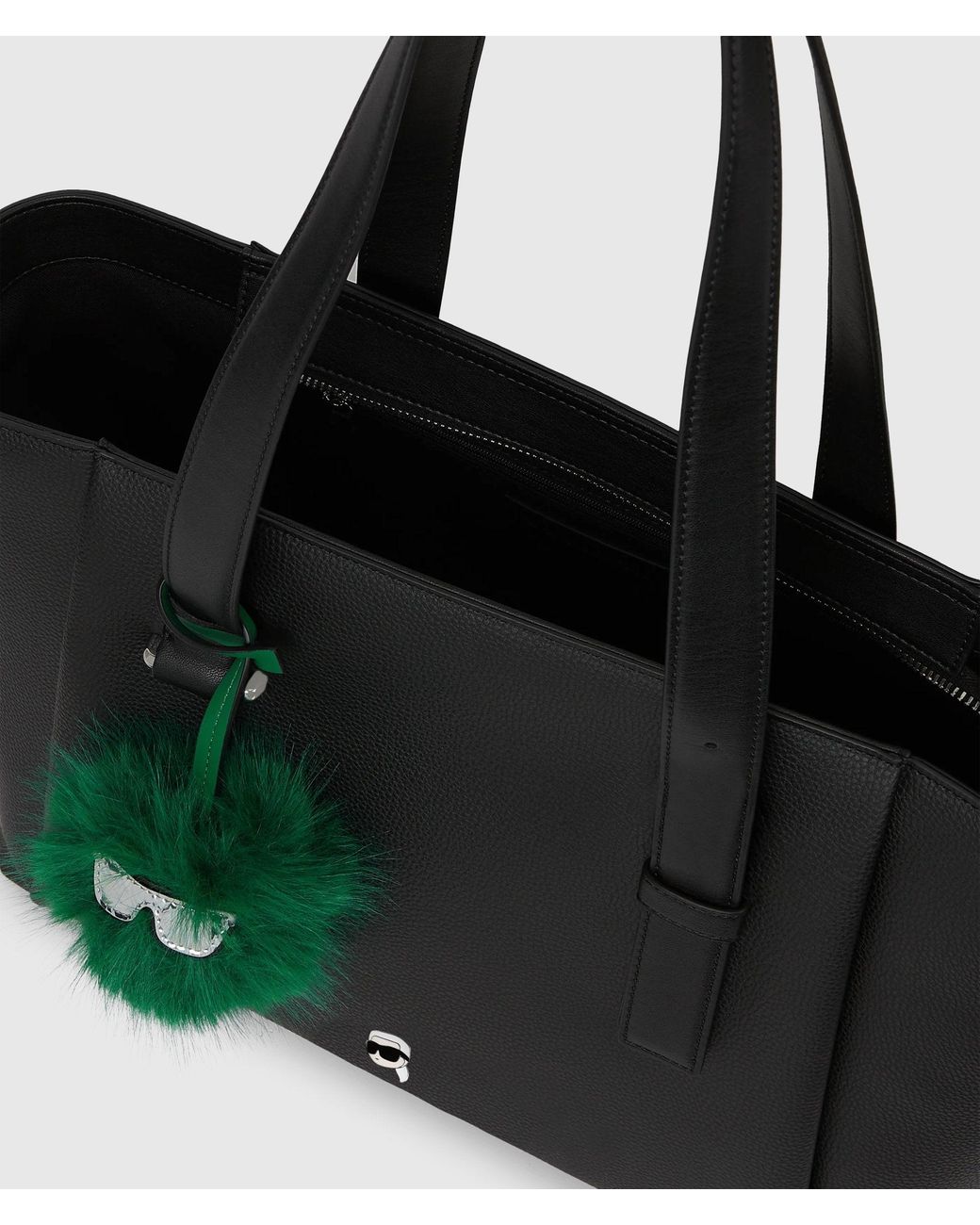 Karl Lagerfeld Black Ikon Pebble Large Charm Tote Bag
