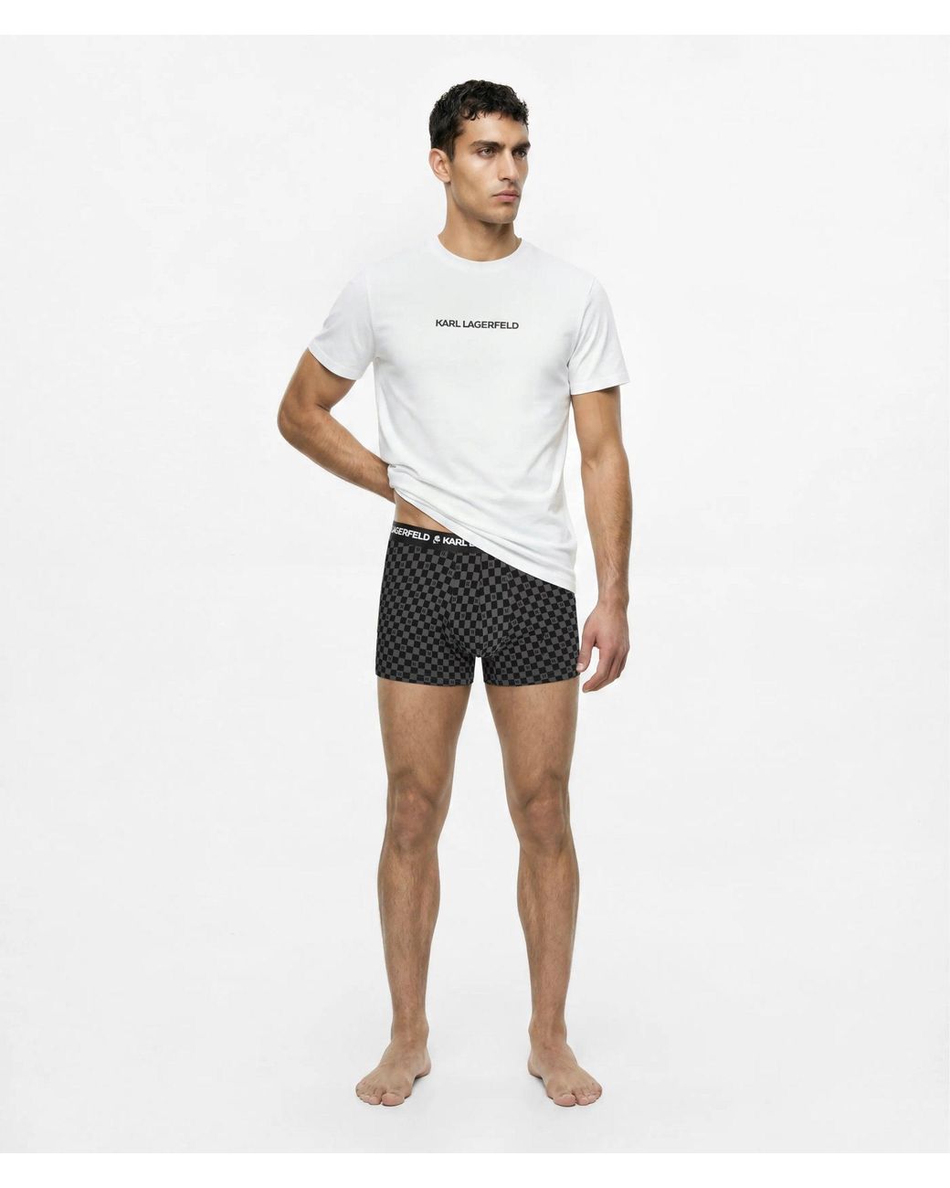 Karl Lagerfeld White Logo Pajama T-Shirt And Trunks Gift Set for men