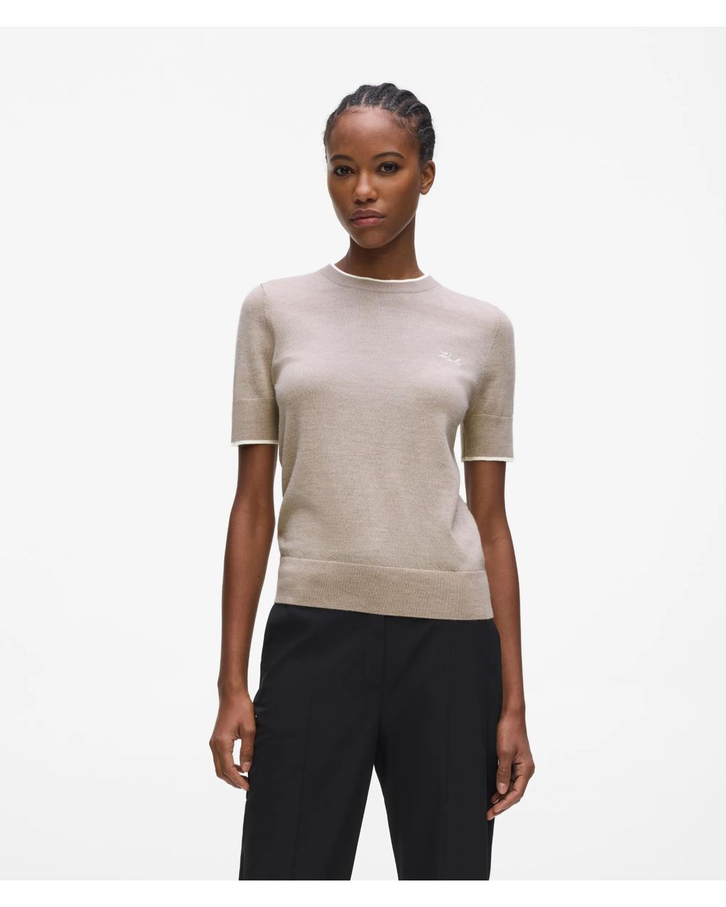 Karl Lagerfeld Natural Merino Wool T-Shirt