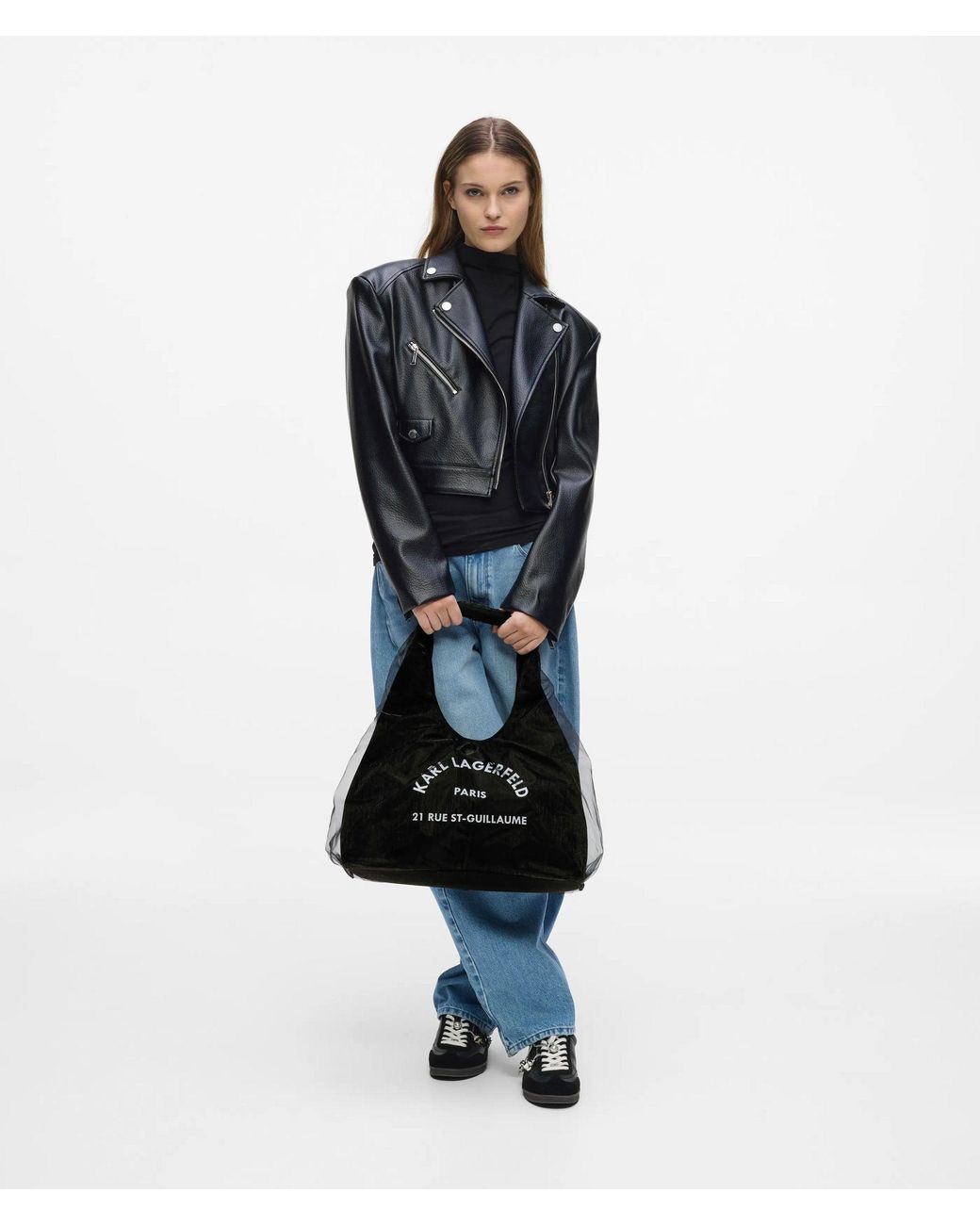 Karl Lagerfeld Black Rue St-Guillaume Mesh Hobo Bag