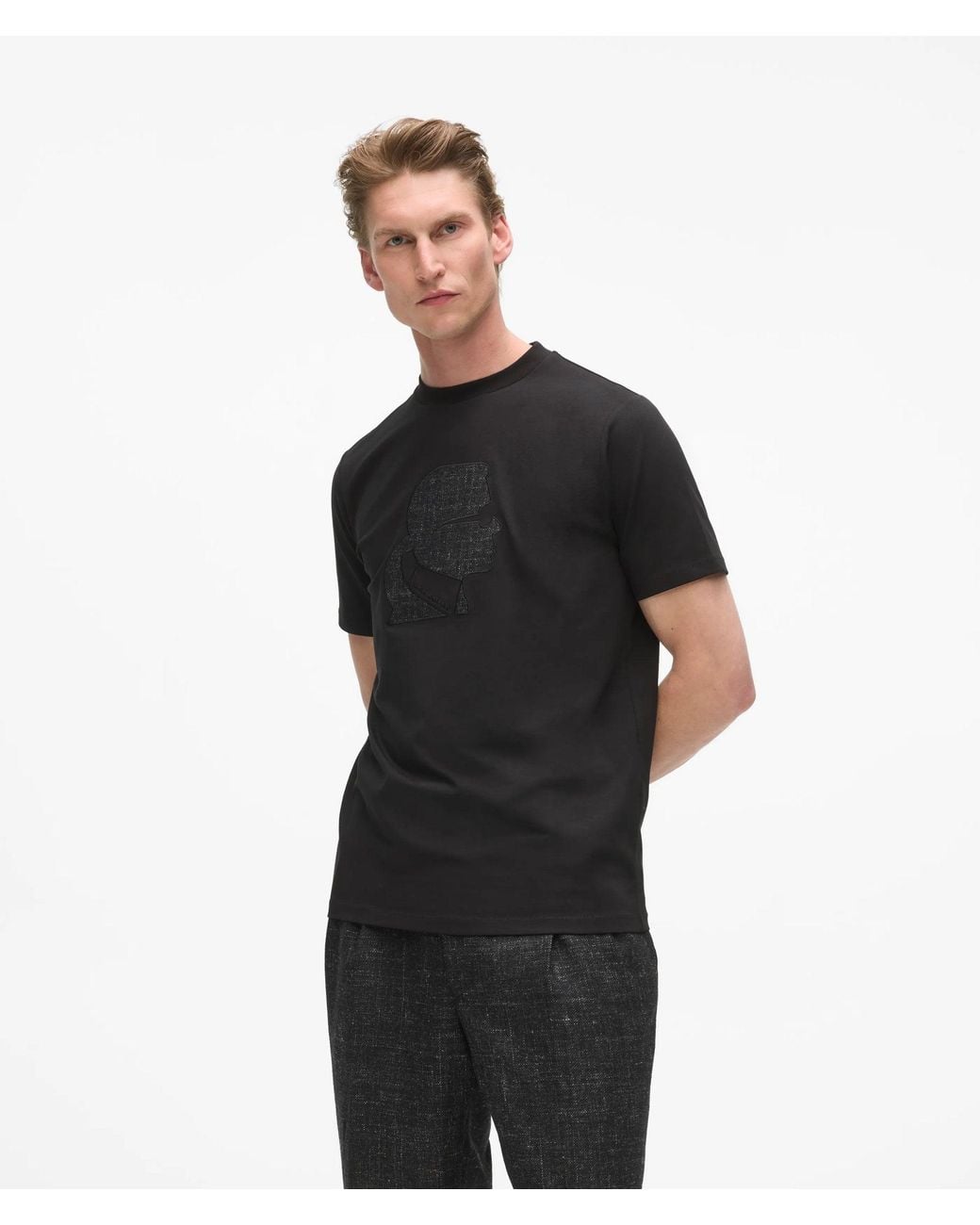 Karl Lagerfeld Black Kameo Crew Neck T-Shirt for men