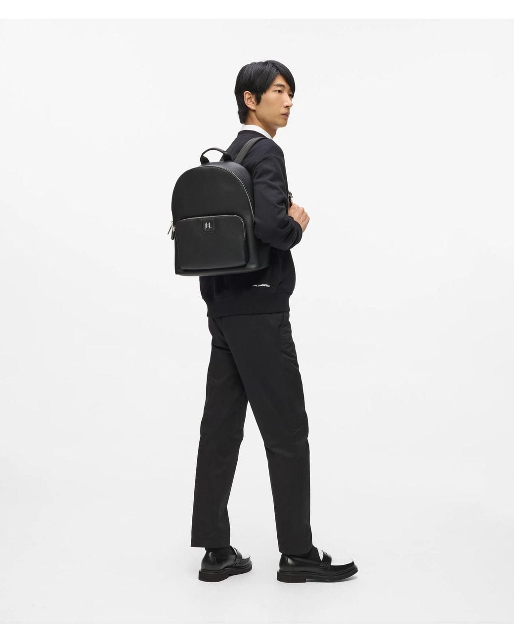 Karl Lagerfeld Black K/Monogram Leather Backpack for men