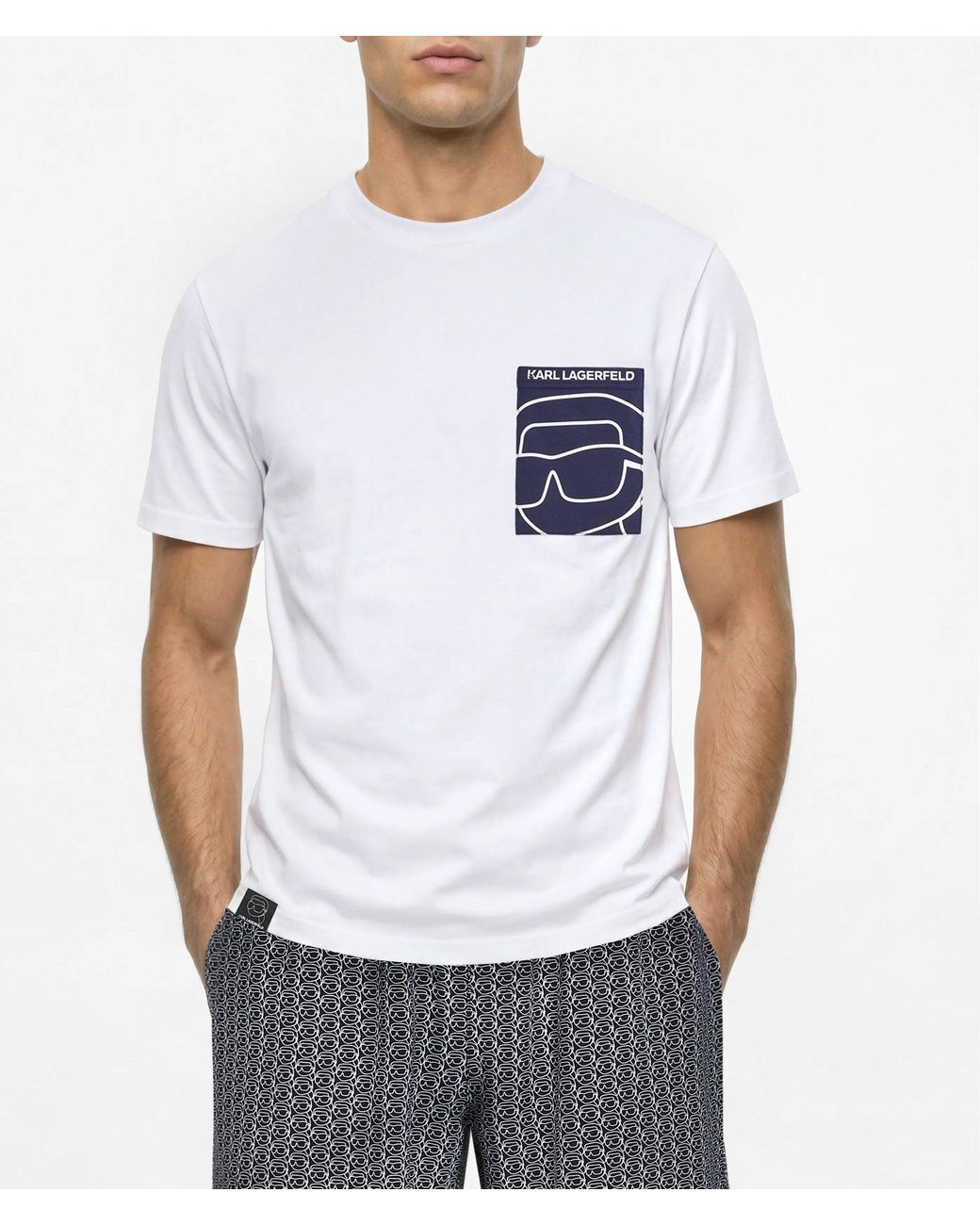 Karl Lagerfeld White Ikon Short Pajama Set for men