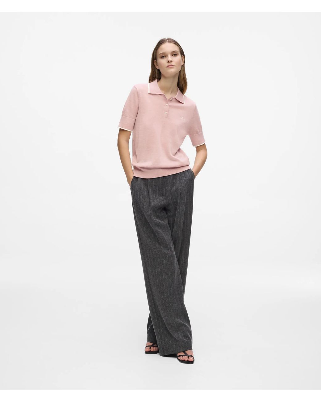 Karl Lagerfeld Pink Merino Wool Polo Shirt