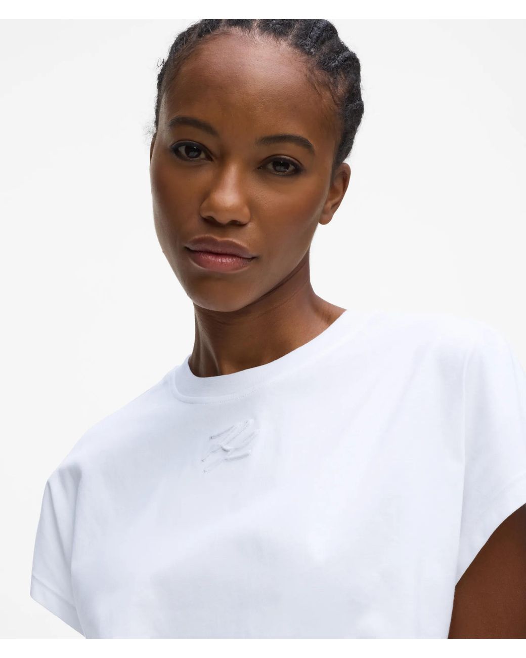 Karl Lagerfeld White Autograph Cap-Sleeve T-Shirt