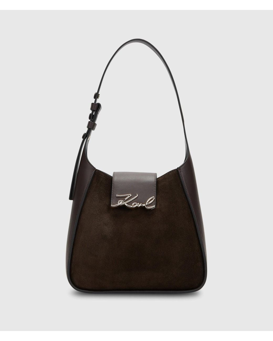 Karl Lagerfeld Black K/Signature Suede Hobo Bag