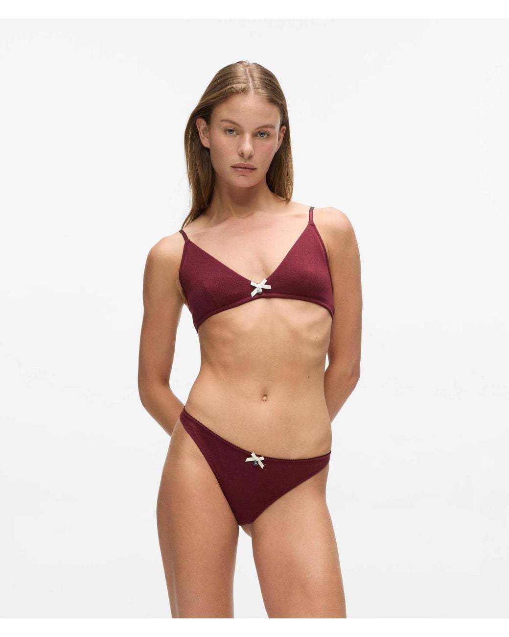 Karl Lagerfeld Red Autograph Pointelle Thong