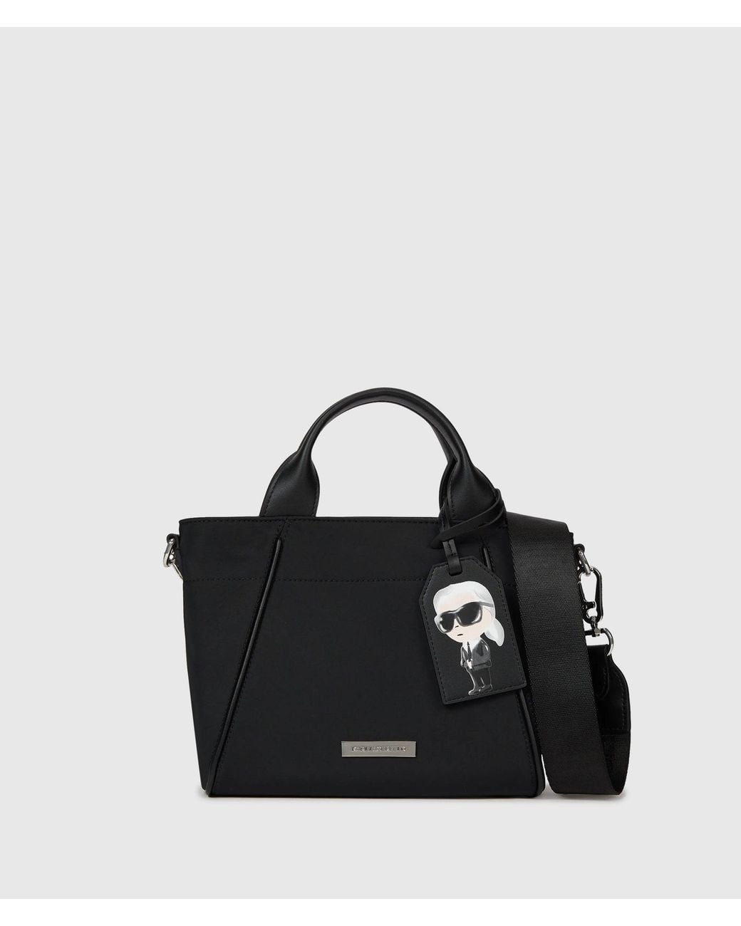 Karl Lagerfeld Black Ikon Nylon Small Tag Tote Bag