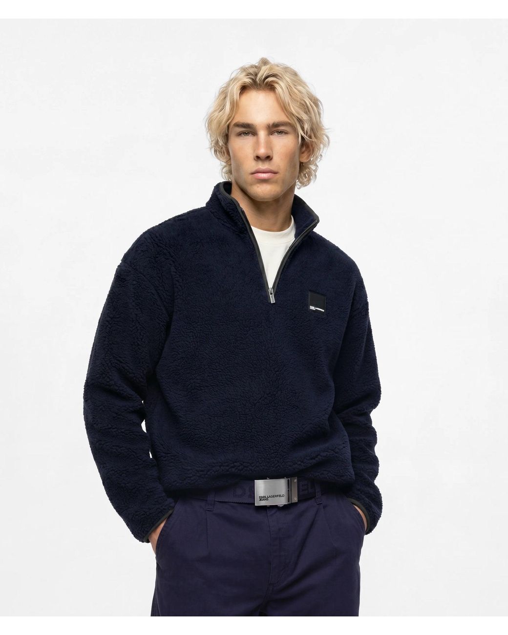 KL Jeans Blue Half-Zip Fleece Sweatshirt for men