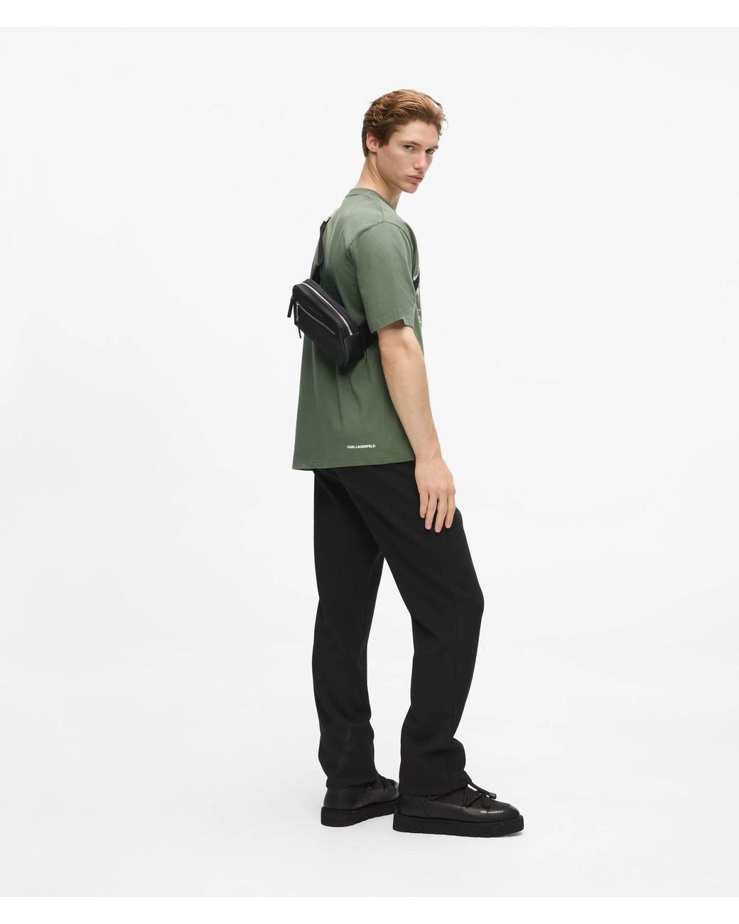 Karl Lagerfeld Black K/Nylon Buckle Belt Bag for men