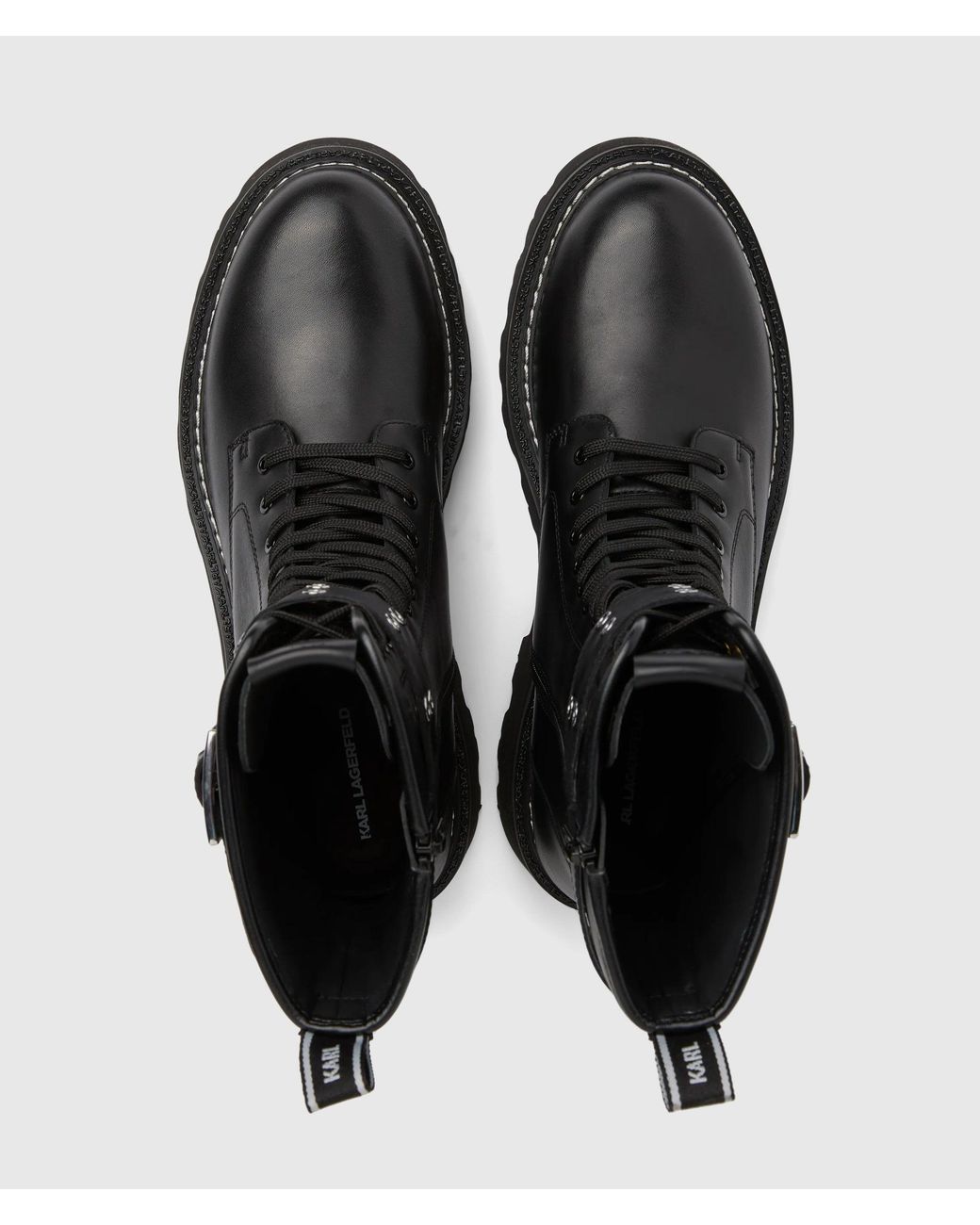 Karl Lagerfeld Black Kyla Lace-Up Buckle Boots