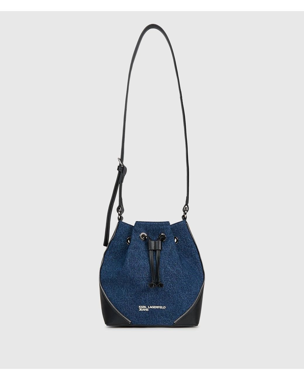 KL Jeans Blue Rebel Denim And Faux-Leather Bucket Bag
