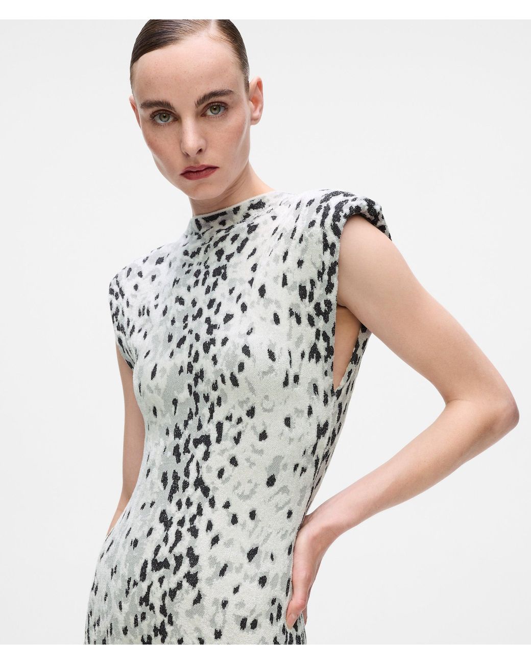 Karl Lagerfeld White Snow Leopard Knit Dress