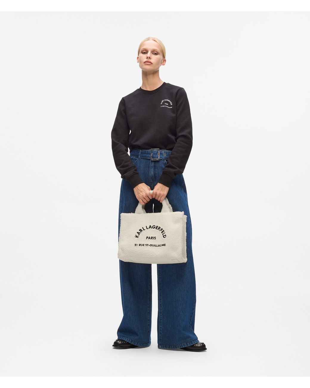 Karl Lagerfeld Natural Rue St-Guillaume Faux-Shearling Tote Bag