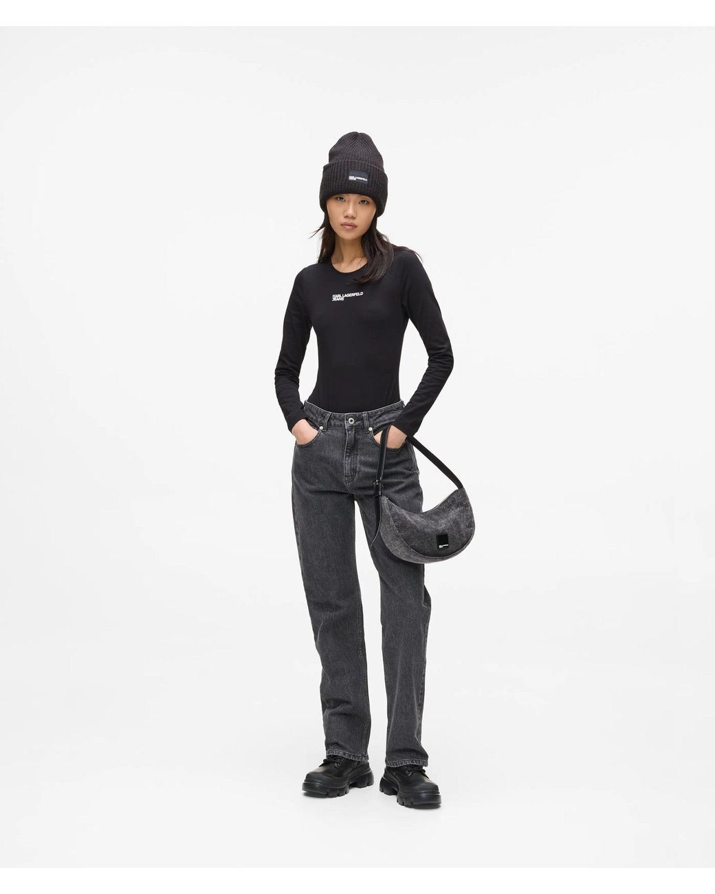 KL Jeans Black Long-Sleeved Bodysuit