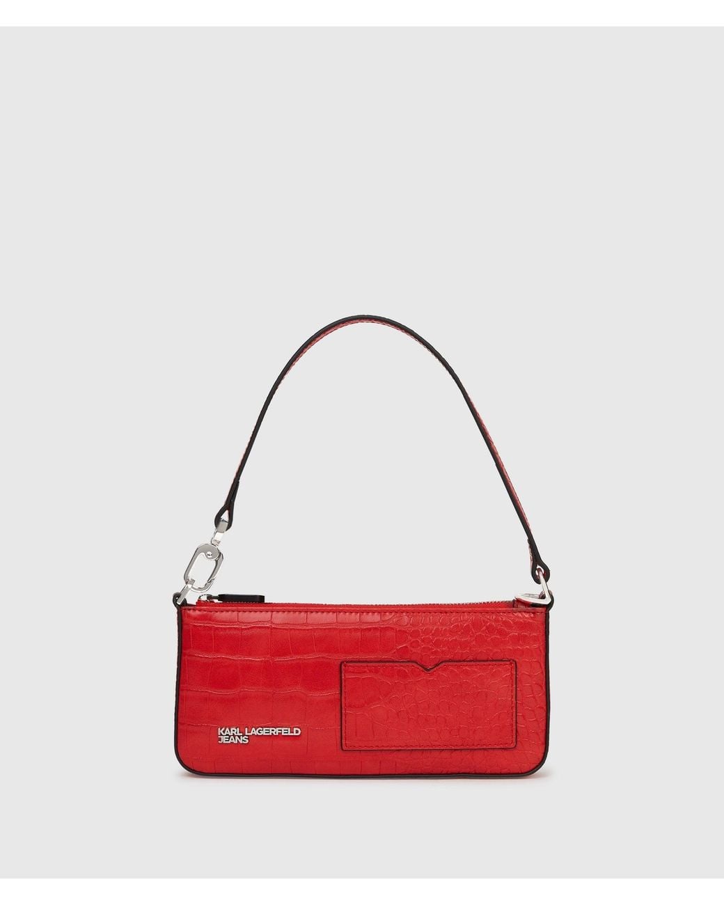 KL Jeans Red Transformable Croco Pouch
