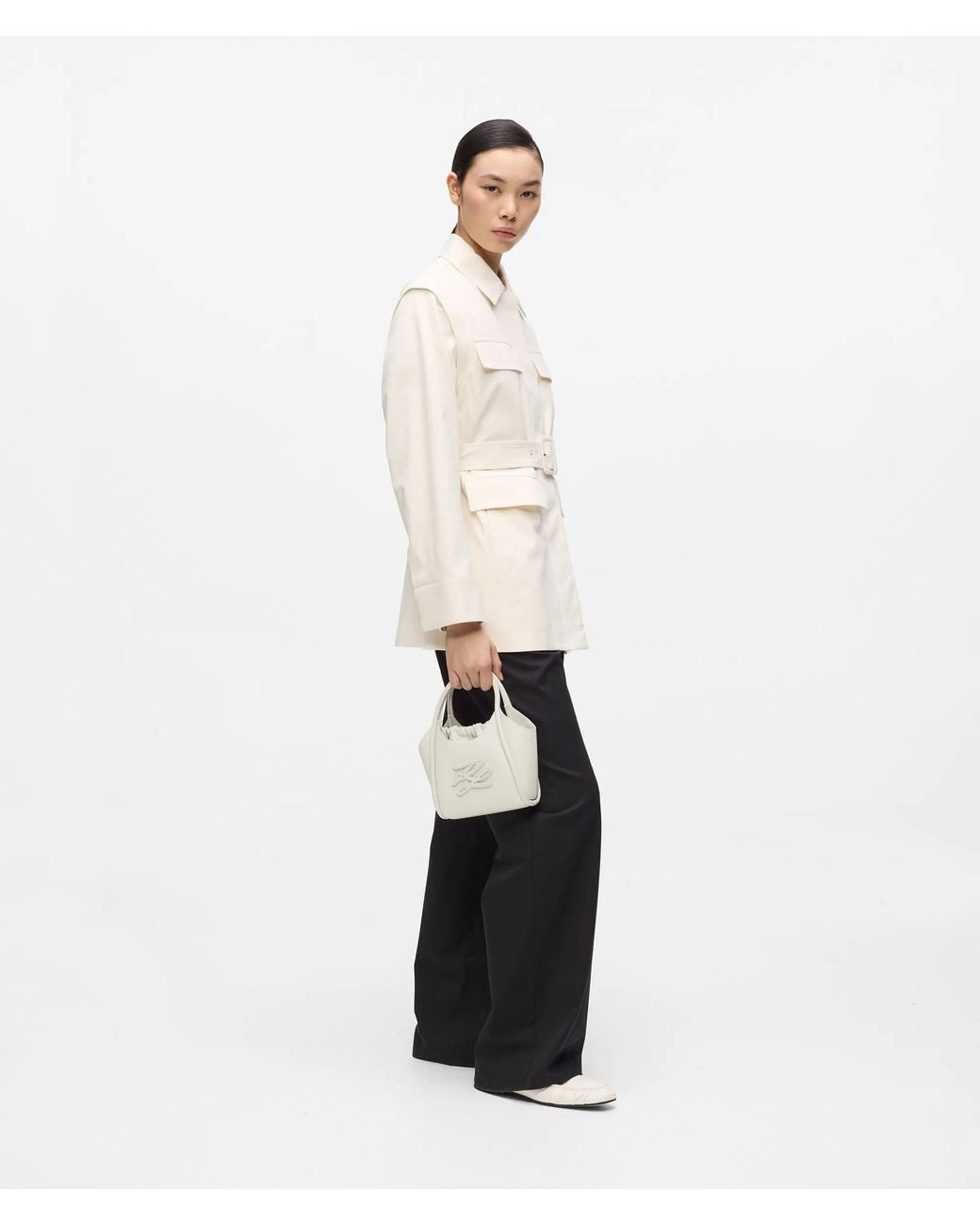 Karl Lagerfeld White K/Autograph Patch Mini Tote Bag