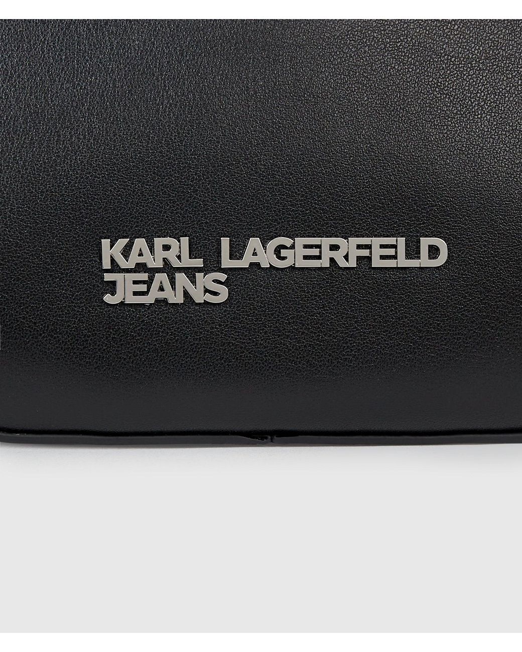 KL Jeans Black Rounded Leather Top Handle Bag
