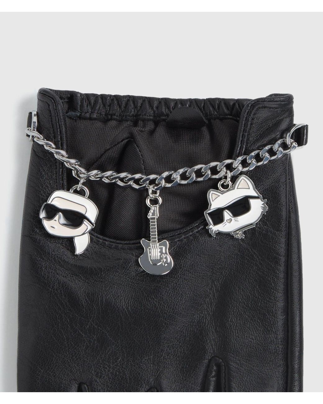 Karl Lagerfeld Black Ikon Charms Fingerless Gloves