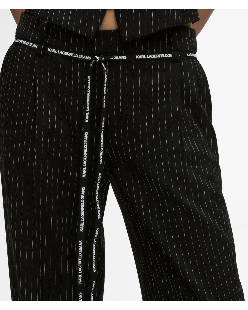 KL Jeans White Mid-Rise Pinstripe Tailored Pants