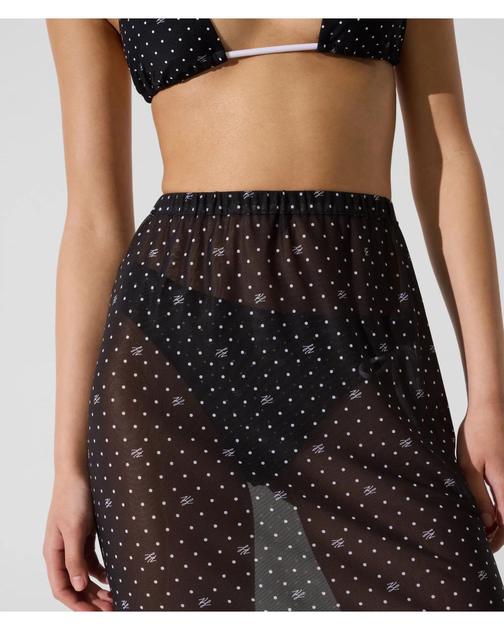 Karl Lagerfeld Gray Polka Dot Mesh Pareo