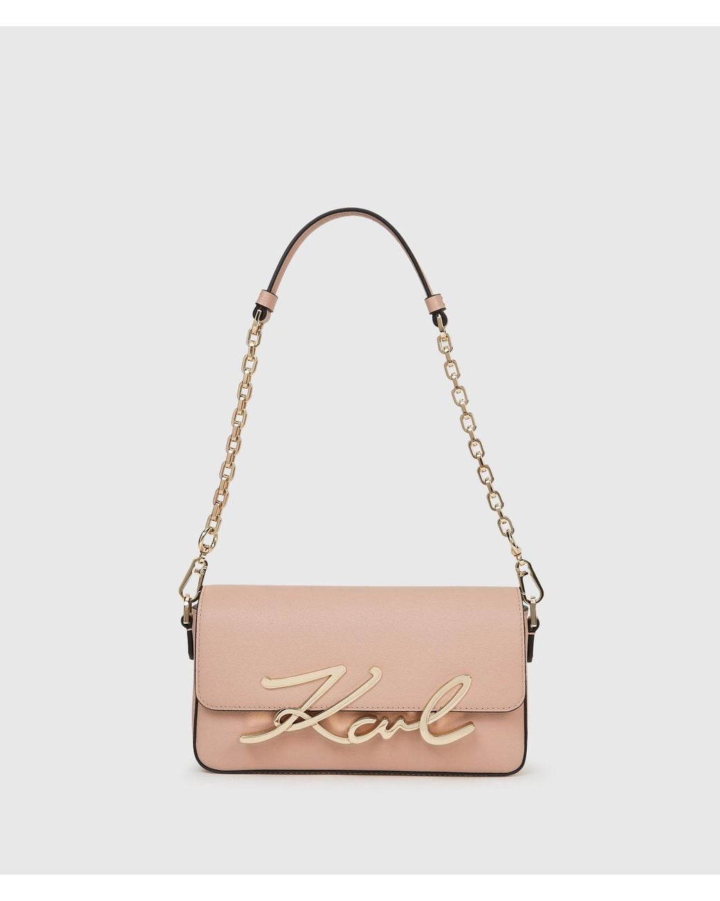 Karl Lagerfeld Natural K/Signature Small Chain Shoulder Bag